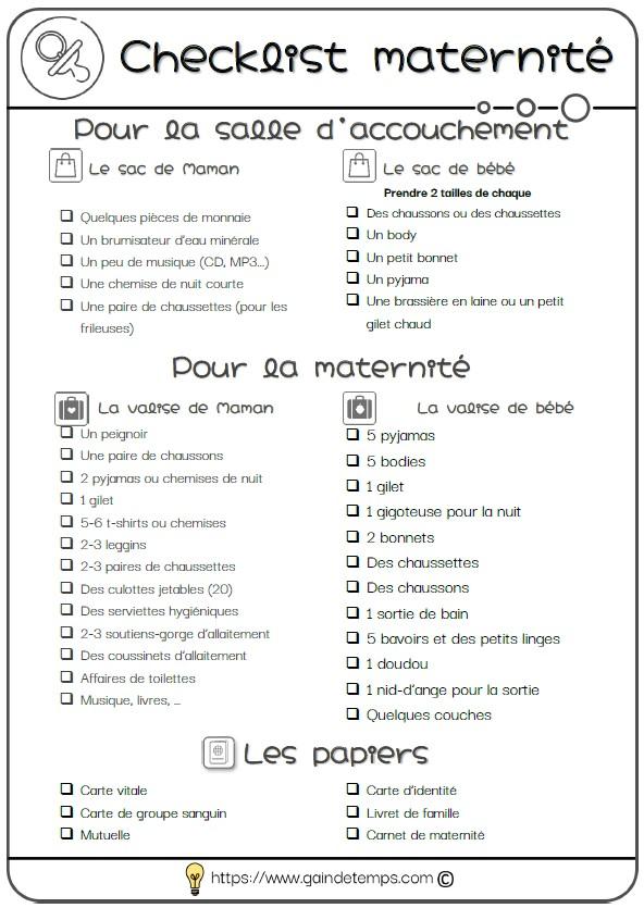 Checklist maternite