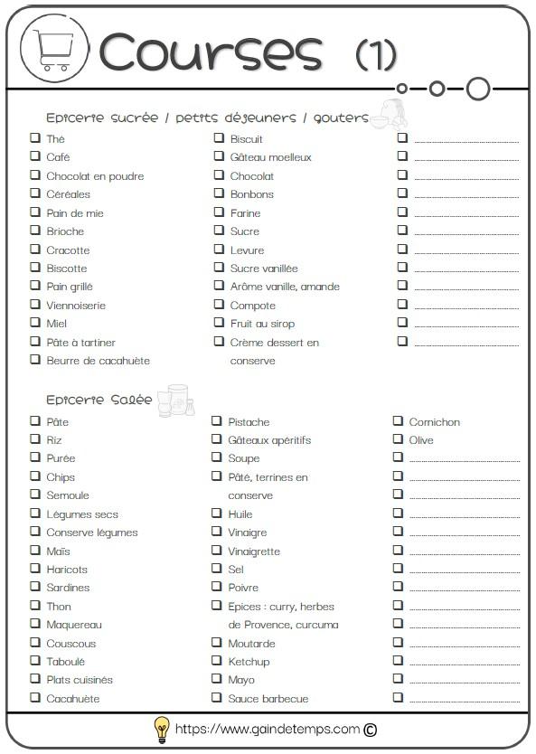 Liste course permanente