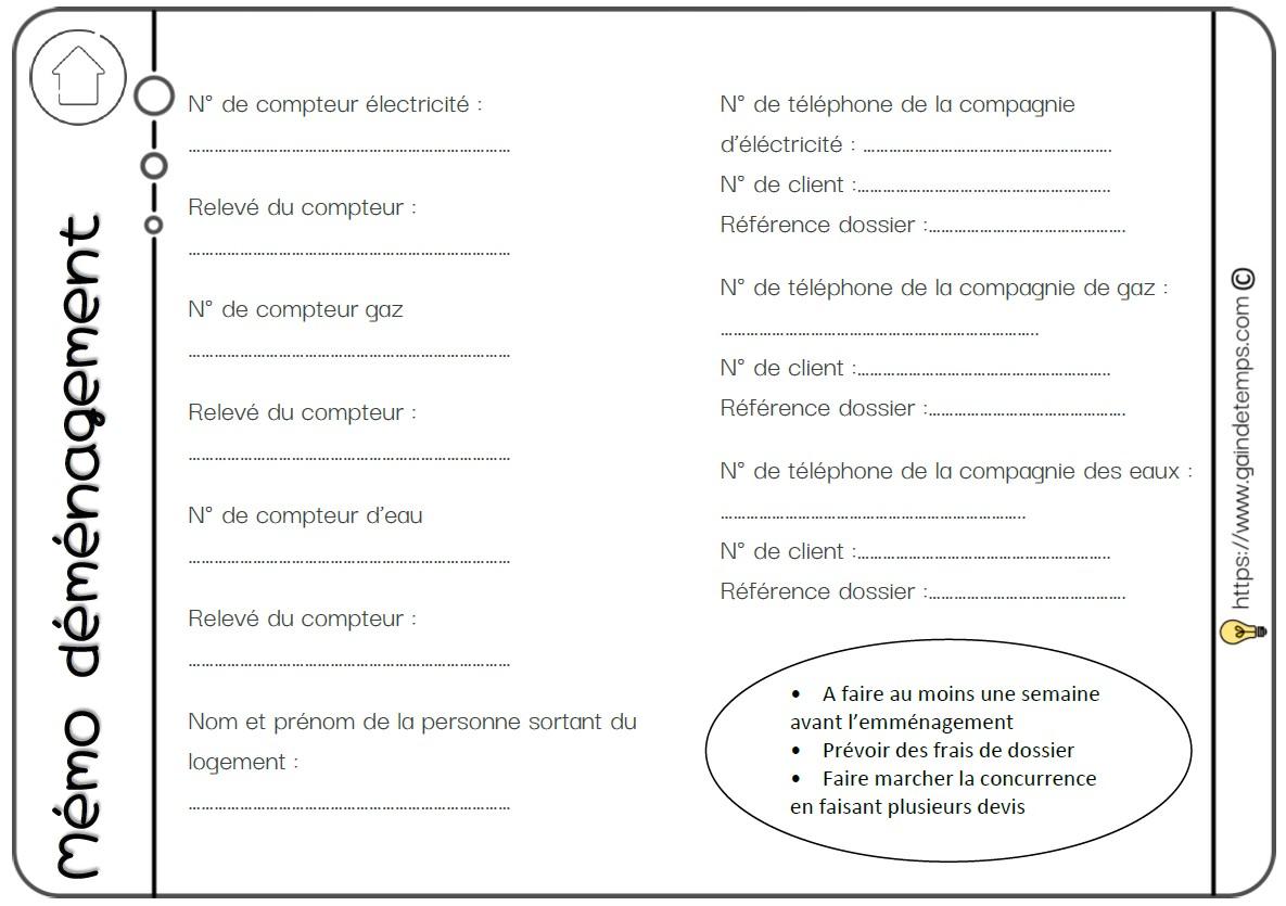 Memo demenagement